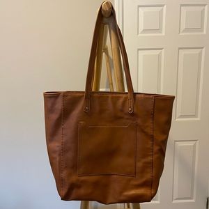 Brown leather tote bag